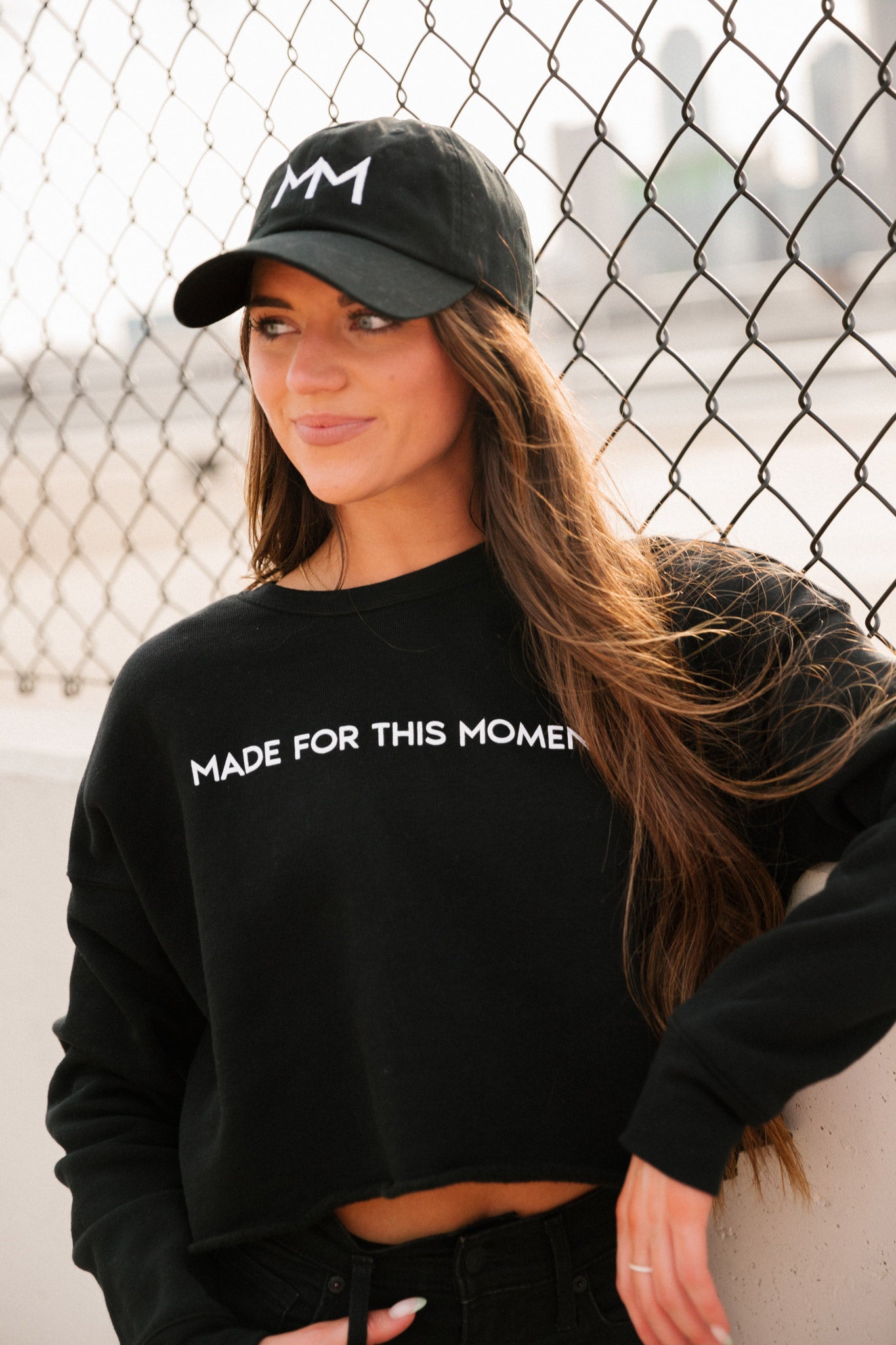 "Made for this Moment" Black Cropped Sweatshirt